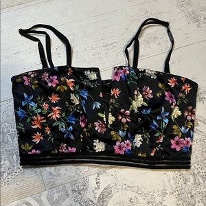 Victoria's Secret Very Sexy Black Floral Bustier Unlined Strapless Top Large
